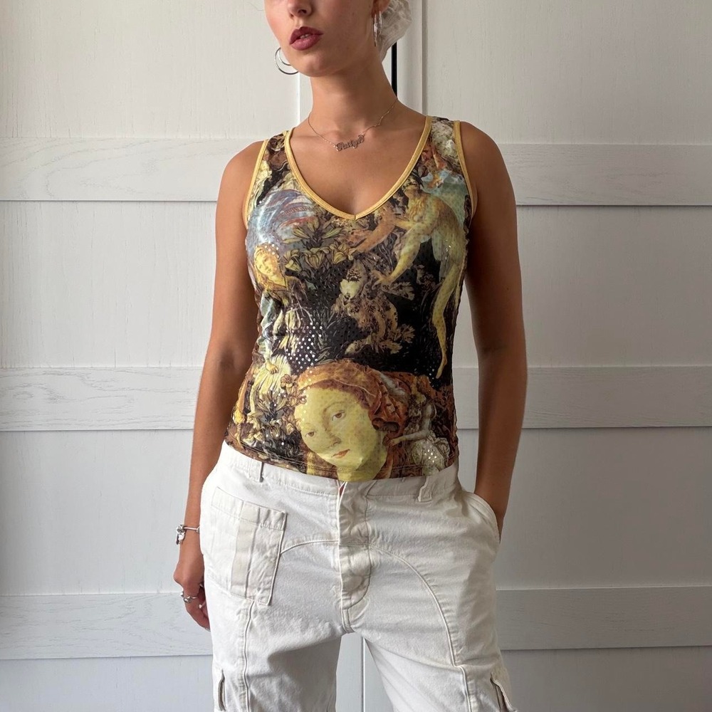 Y2K Renaissance Art Sequin Tank Top